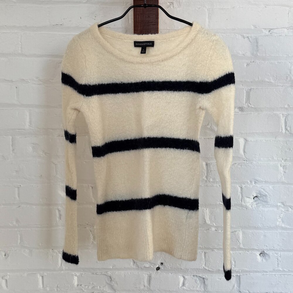 Banana Republic Wool Alpaca Navy Cream Stripe Sweater Women's S